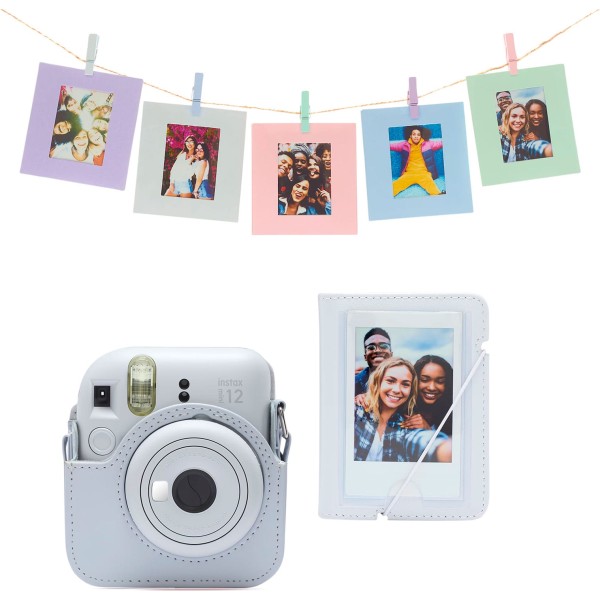 Fujifilm instax mini 12 accesorios kit clay white /  funda instax mini 12 + álbum de fotos + paquete de 10 tarjetas